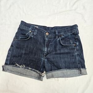 Citizens Of Humanity Raw Rolled Hem Stretch High Rise Wide Leg Jean Shorts